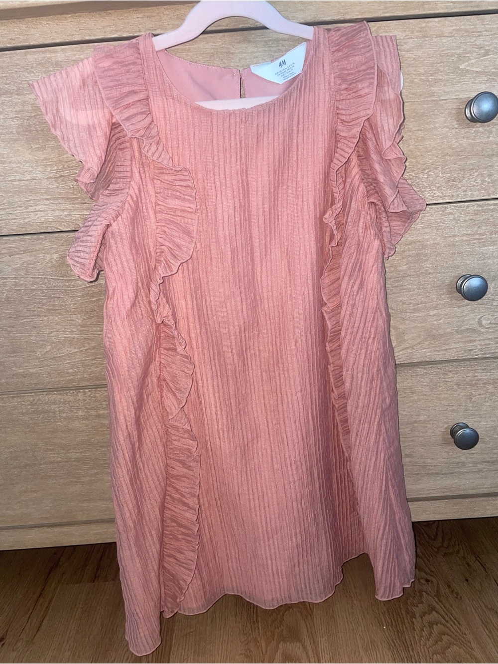 H&M Girls' Dusty Pink Ruffle A-Line Dress
